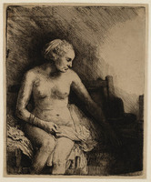 KG 03765
<br/>
Vrouw bij het baden, met hoed naast haar ( B 199 )
<br/>
<em>Rembrandt (1606-1669)</em>